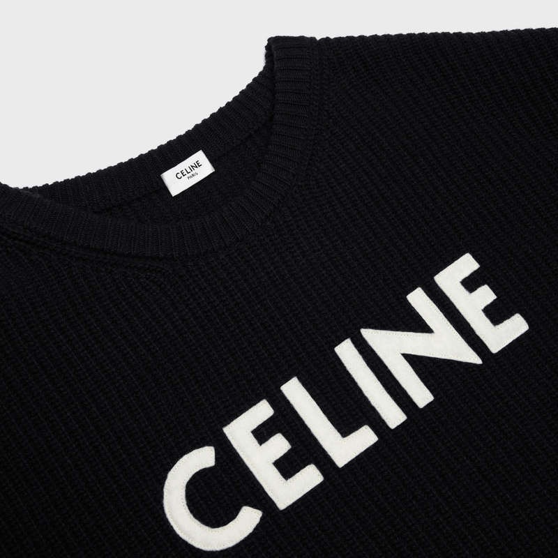 Knitwear Celine Oversized In Nervuré Laine Noir | CL-592101