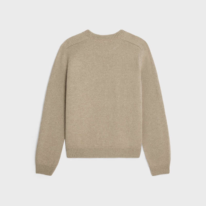 Knitwear Celine Triomphe Crew Neck In Laine And Cashmere Marron | CL-592099