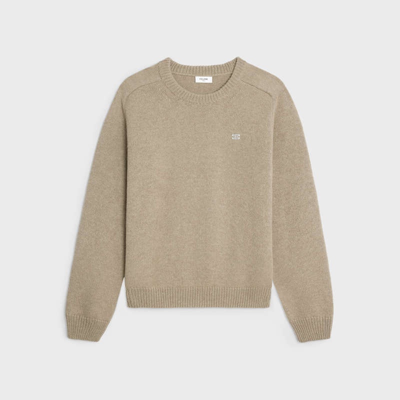 Knitwear Celine Triomphe Crew Neck In Laine And Cashmere Marron | CL-592099