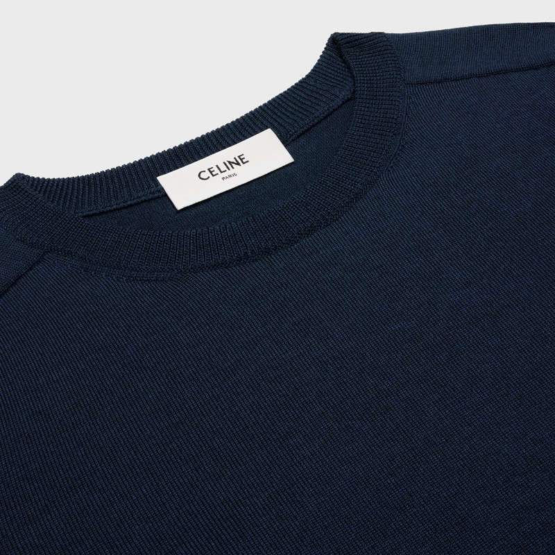 Knitwear Celine Triomphe Crew Neck In Laine Bleu Marine | CL-592096