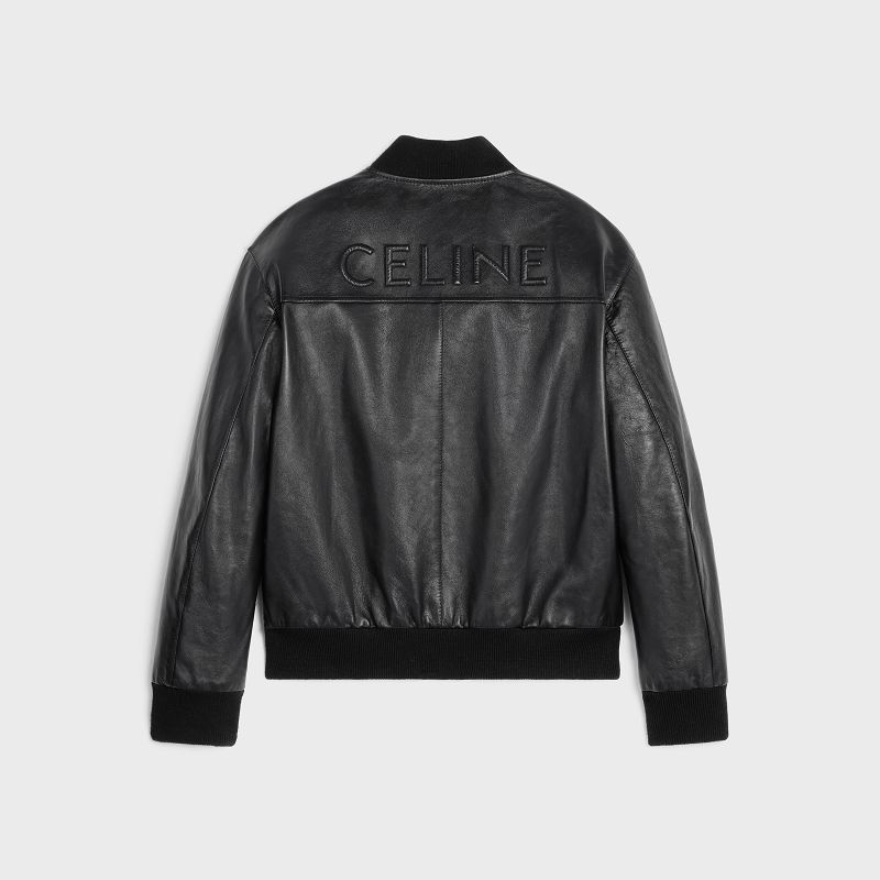 Leather Celine Blouson In Soft Noir | CL-591926