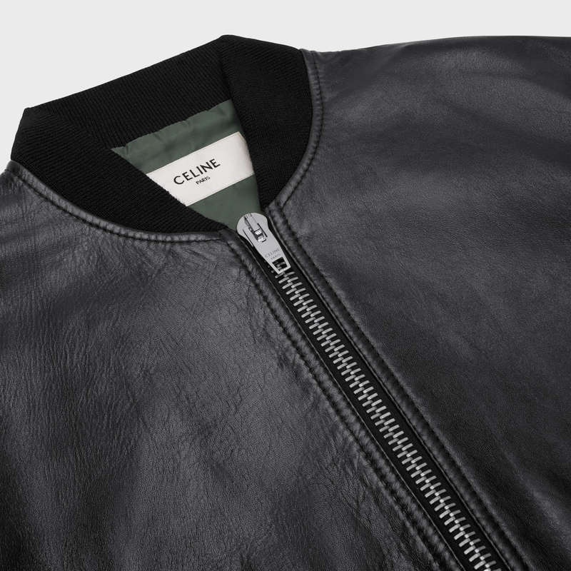 Leather Celine Blouson In Soft Noir | CL-591926