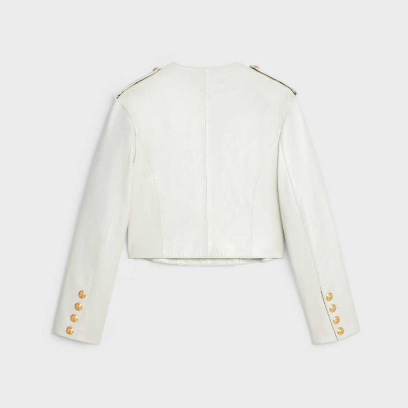 Leather Celine Pure Collar In Soft Blanche | CL-592619