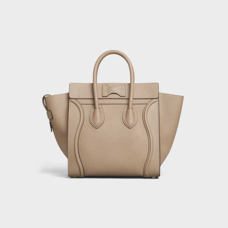 Luggage Celine Micro Handbag In Drummed Calfskin Kaki | CL-593054