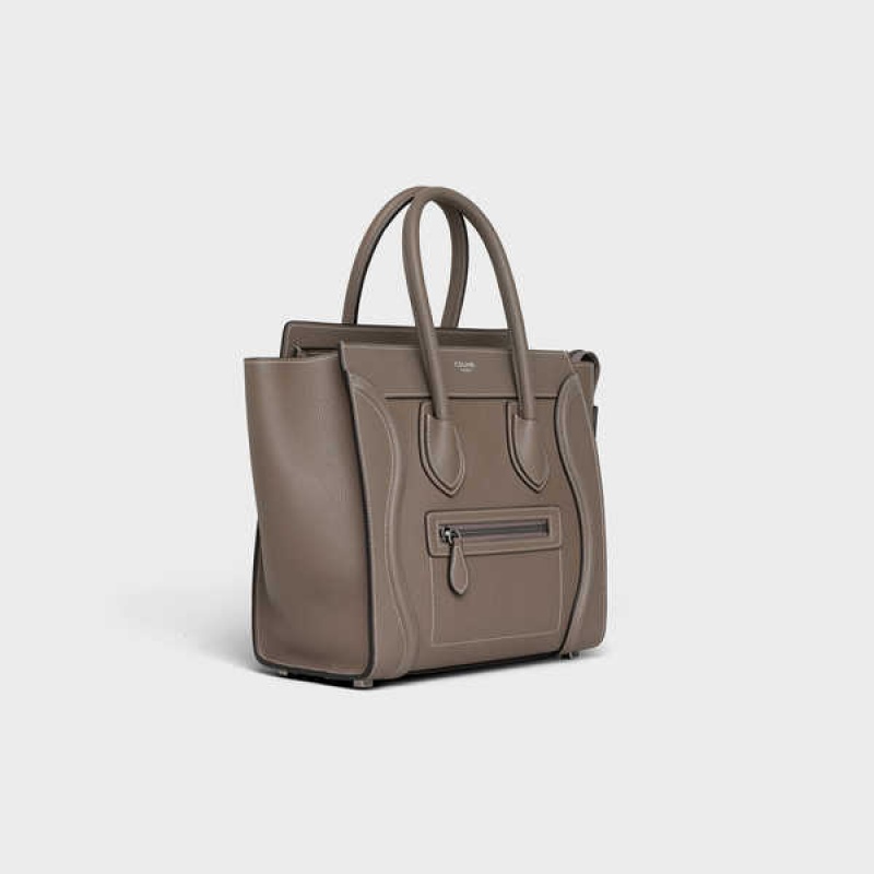 Luggage Celine Micro Handbag In Drummed Calfskin Marron | CL-593053