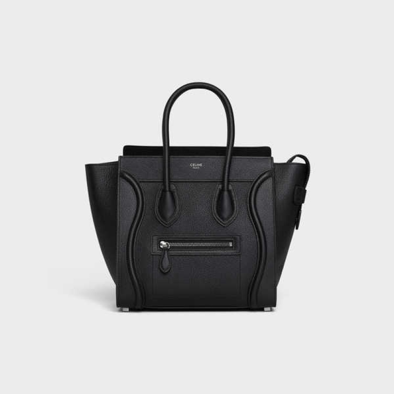 Luggage Celine Micro Handbag In Drummed Calfskin Noir | CL-593051