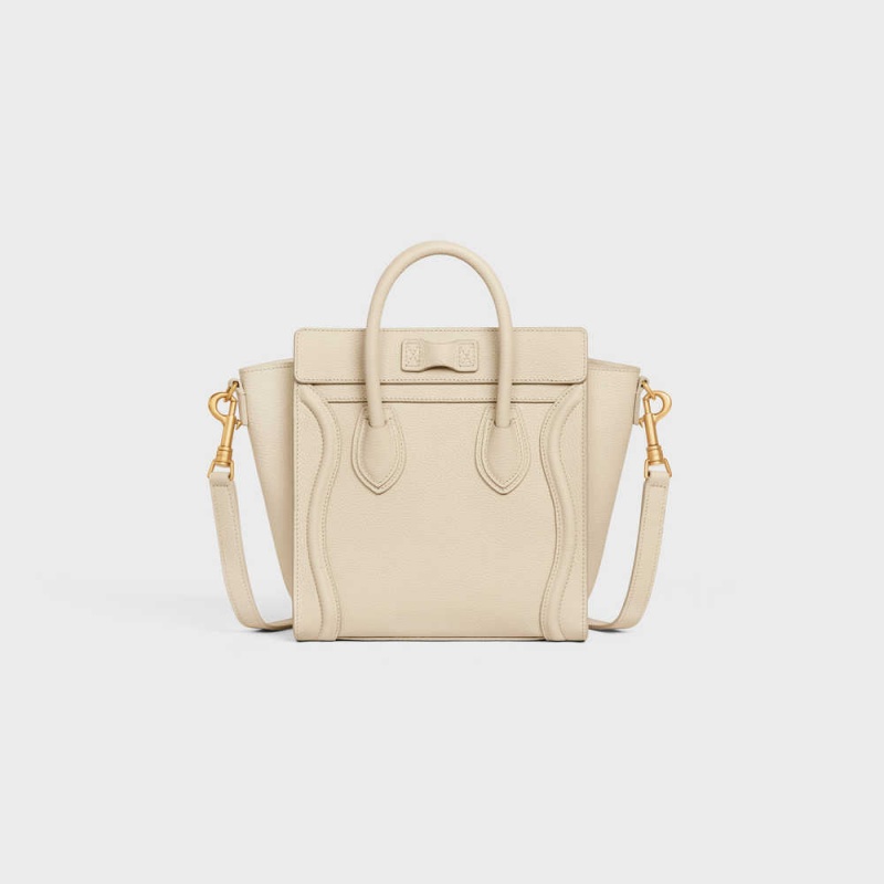 Luggage Celine Nano Bag In Drummed Calfskin Beige | CL-593050