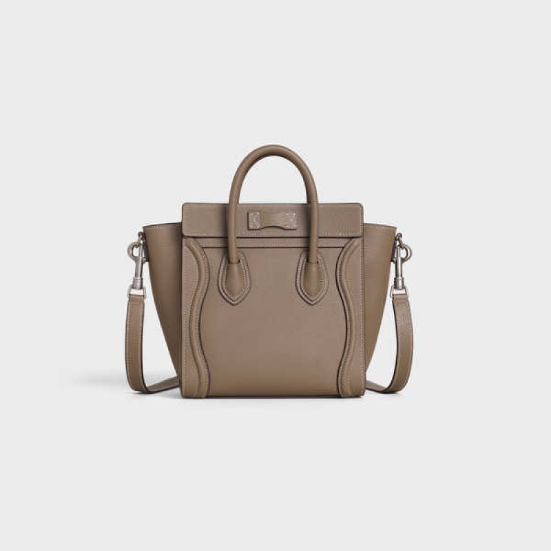 Luggage Celine Nano Bag In Drummed Calfskin Marron | CL-593049