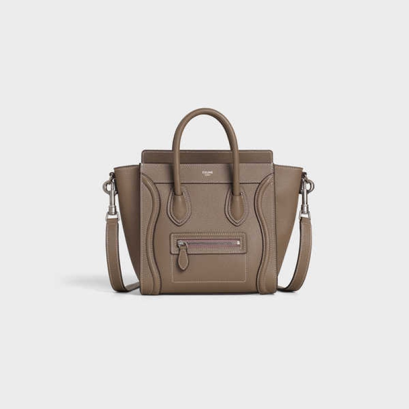 Luggage Celine Nano Bag In Drummed Calfskin Marron | CL-593049