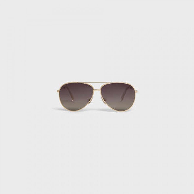 Lunette de Soleil Celine Metal Frame 01 In Metal With Polarized Lenses Doré Grise | CL-591758