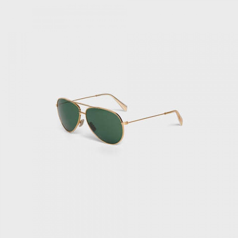 Lunette de Soleil Celine Metal Frame 01 In Metal With Mineral Glass Lenses Doré Vert | CL-591757