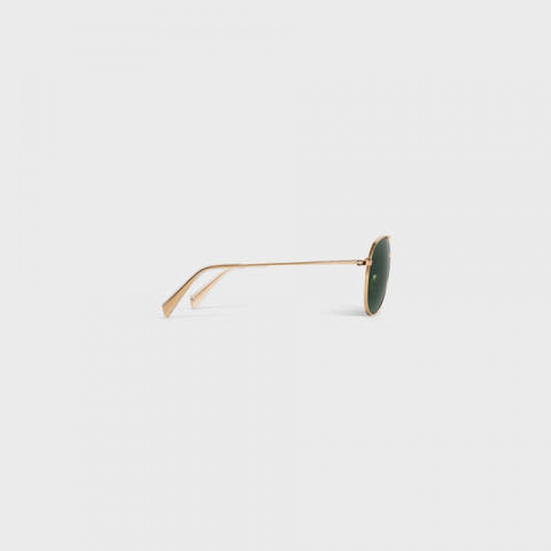 Lunette de Soleil Celine Metal Frame 01 In Metal With Mineral Glass Lenses Doré Vert | CL-591757