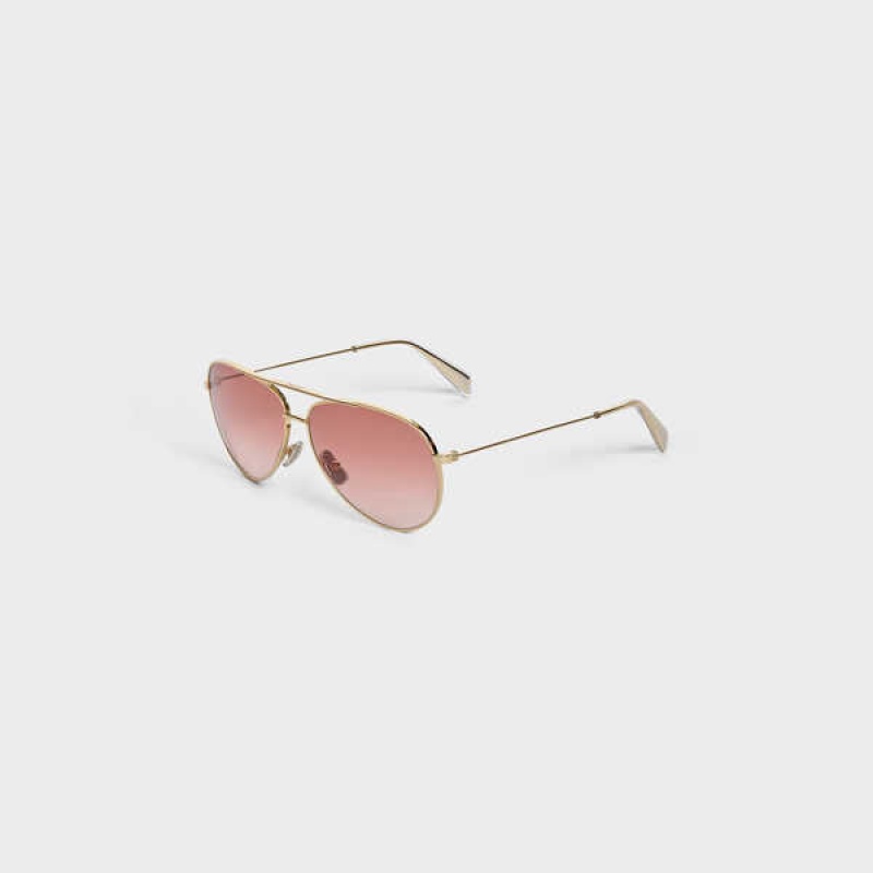 Lunette de Soleil Celine Metal Frame 02 In Metal Doré Rose | CL-592411