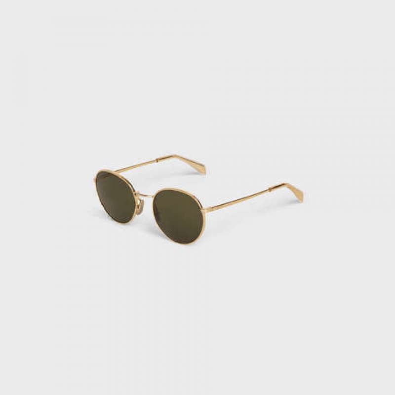 Lunette de Soleil Celine Metal Frame 06 In Metal With Mineral Glass Lenses Doré Vert | CL-591759