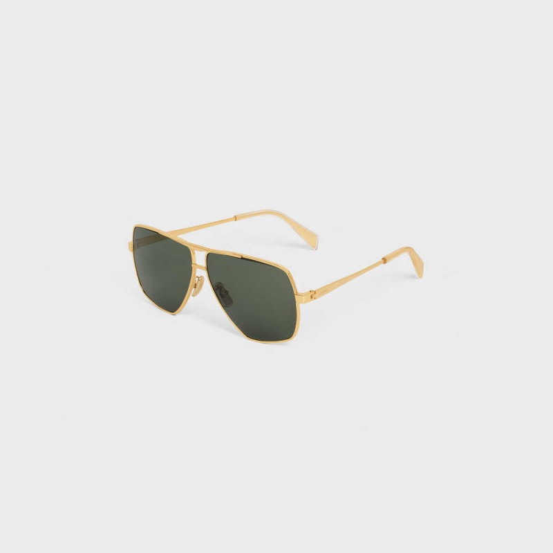 Lunette de Soleil Celine Metal Frame 24 In Metal Doré Vert | CL-592409