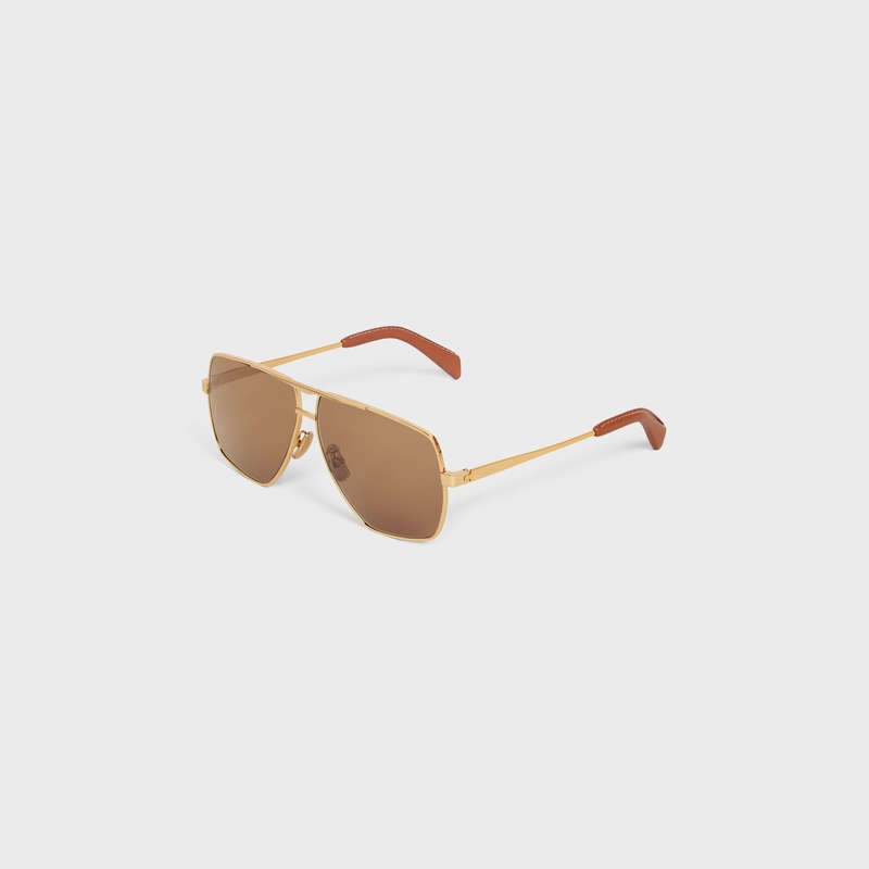 Lunette de Soleil Celine Metal Frame 25 In Metal With Cuir Doré | CL-591756