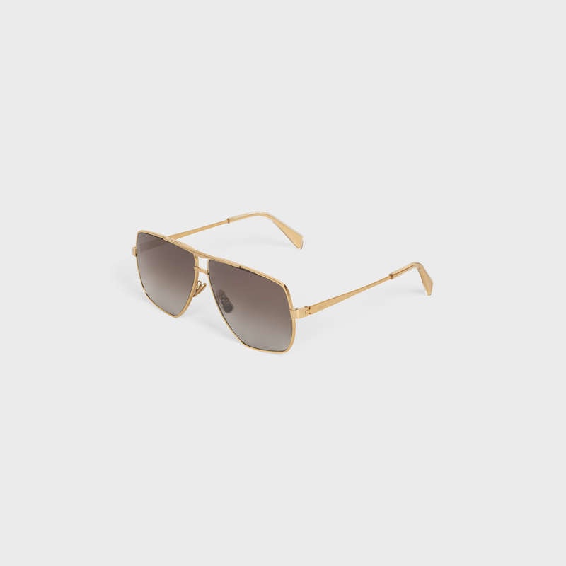 Lunette de Soleil Celine Metal Frame 25 In Metal With Polarized Lenses Doré Marron | CL-591754