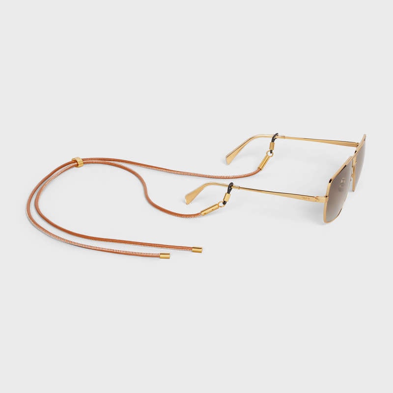 Lunette de Soleil Celine Metal Frame 25 In Metal With Polarized Lenses Doré Marron | CL-591754