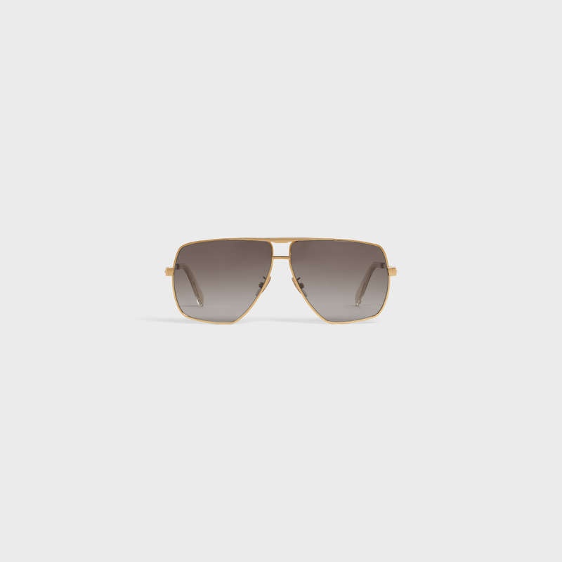 Lunette de Soleil Celine Metal Frame 25 In Metal With Polarized Lenses Doré Marron | CL-591754