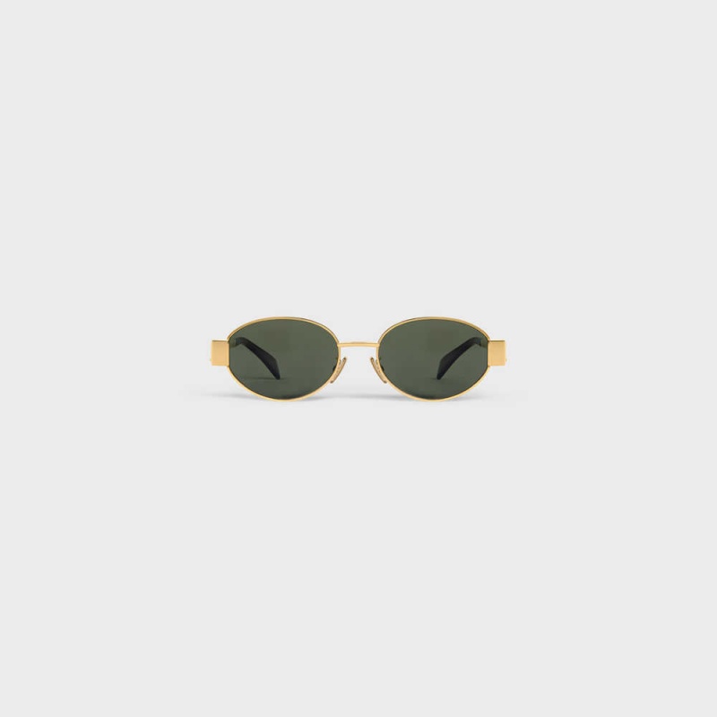 Lunette de Soleil Celine Triomphe Metal 01 In Metal Doré Vert | CL-592399