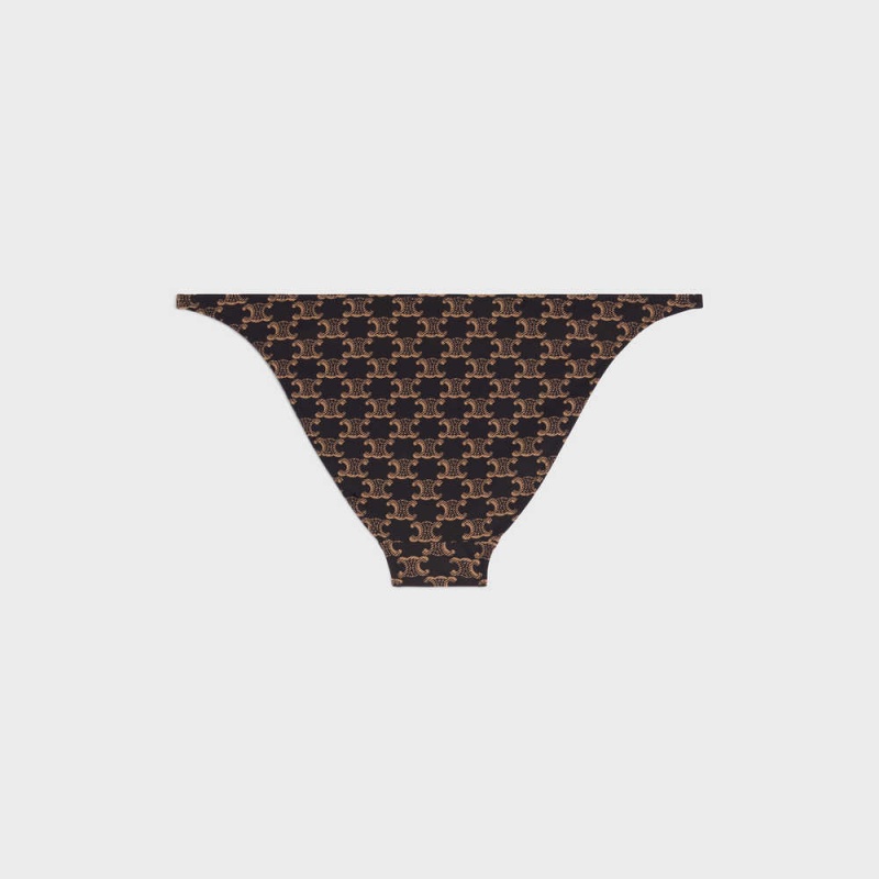 Maillots De Bain Celine Bottom In Matte Monogram Jersey Marron | CL-592767