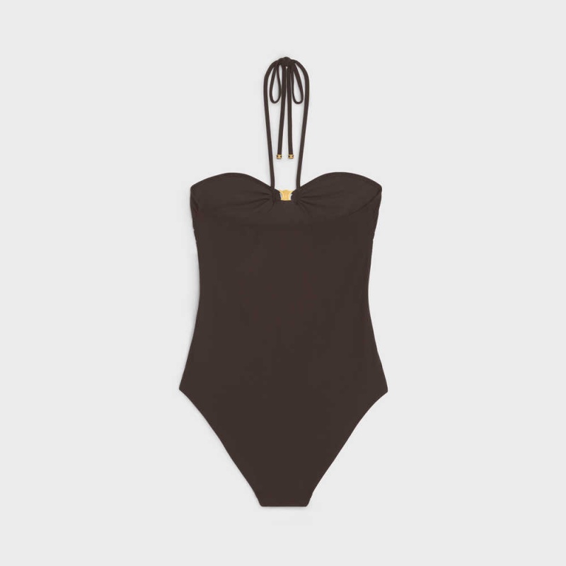 Maillots De Bain Celine Triomphe In Jersey Noir | CL-592762