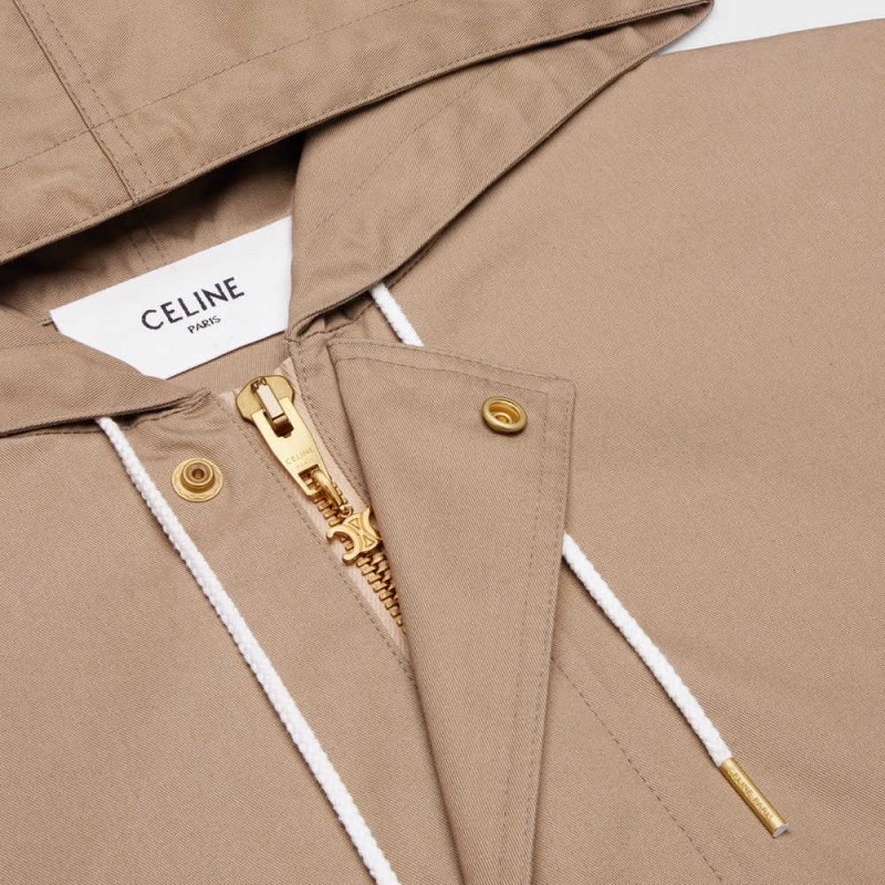 Manteaux Celine Cropped Parka In Technical Coton Beige | CL-592621