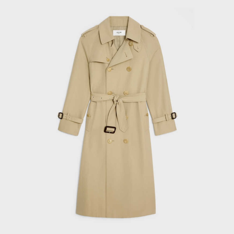 Manteaux Celine Wiltern Trench In Coton Gabardine Beige | CL-592620