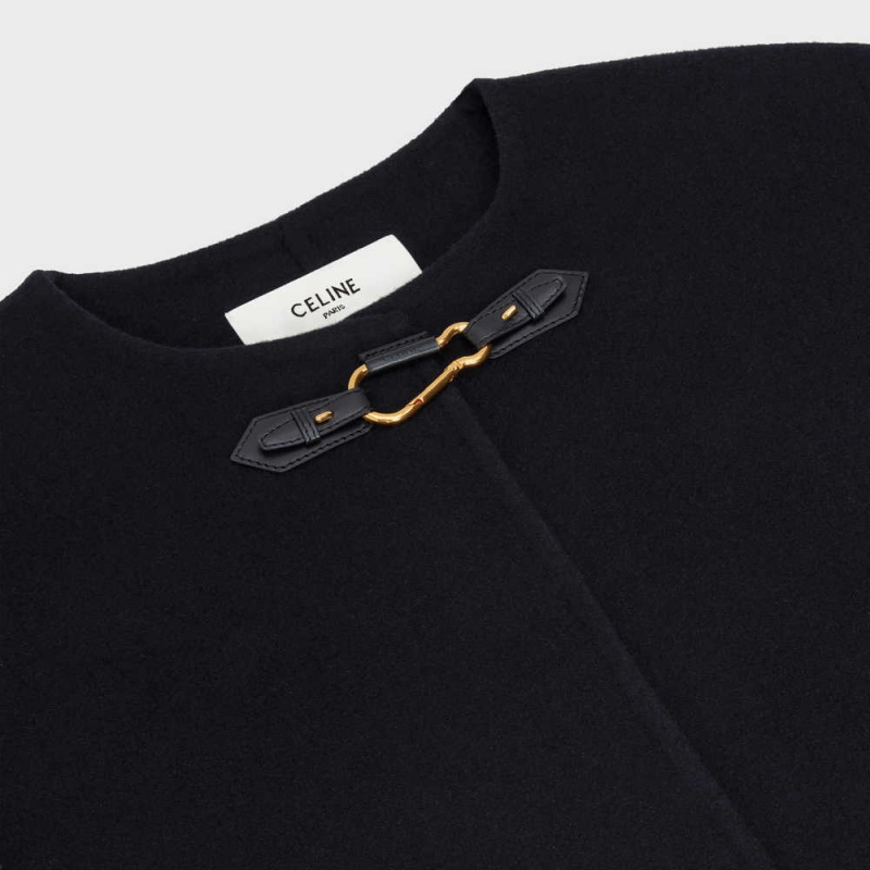 Manteaux Celine With Pure Collar In Double Faced Cashmere Noir | CL-592623