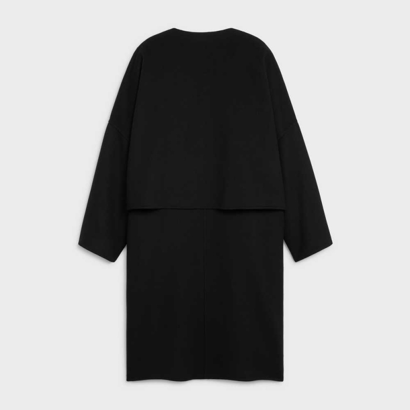 Manteaux Celine With Pure Collar In Double Face Cashmere Noir | CL-592622