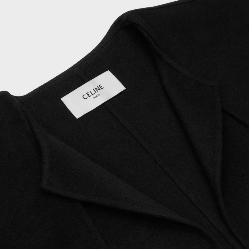 Manteaux Celine With Pure Collar In Double Face Cashmere Noir | CL-592622