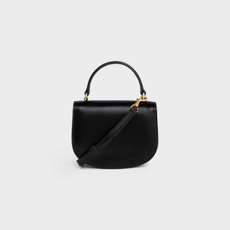 Mini Sacs Celine Besace Triomphe In Shiny Calfskin Noir | CL-593029