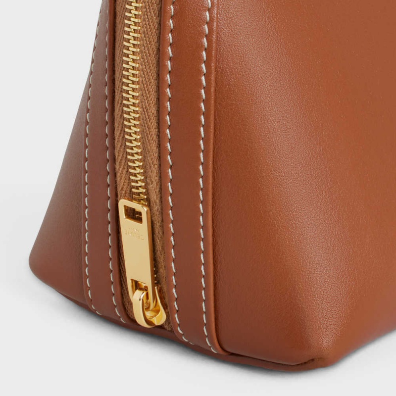 Mini Sacs Celine Clutch On Chain Cuir Triomphe In Smooth Calfskin Marron | CL-593033