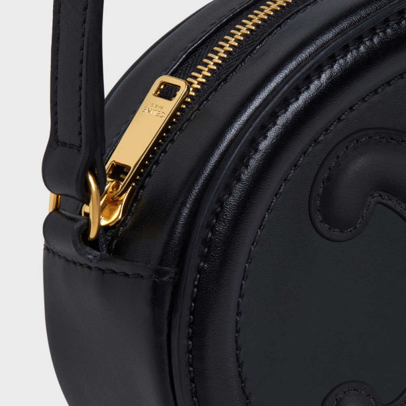 Mini Sacs Celine Crossbody Oval Purse Cuir Triomphe In Smooth Calfskin Noir | CL-593044