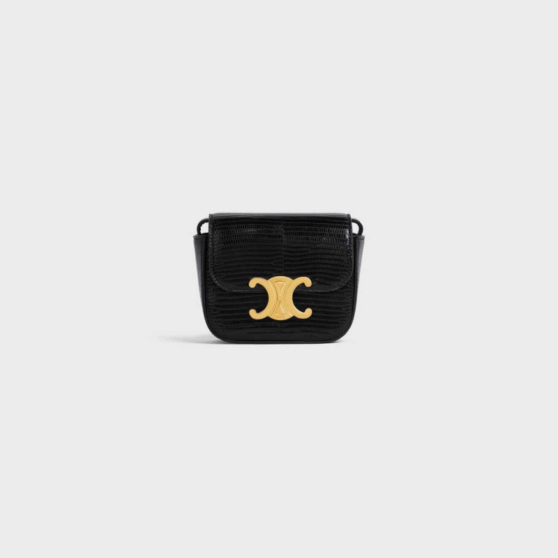 Mini Sacs Celine Triomphe In Lizard Noir | CL-593016