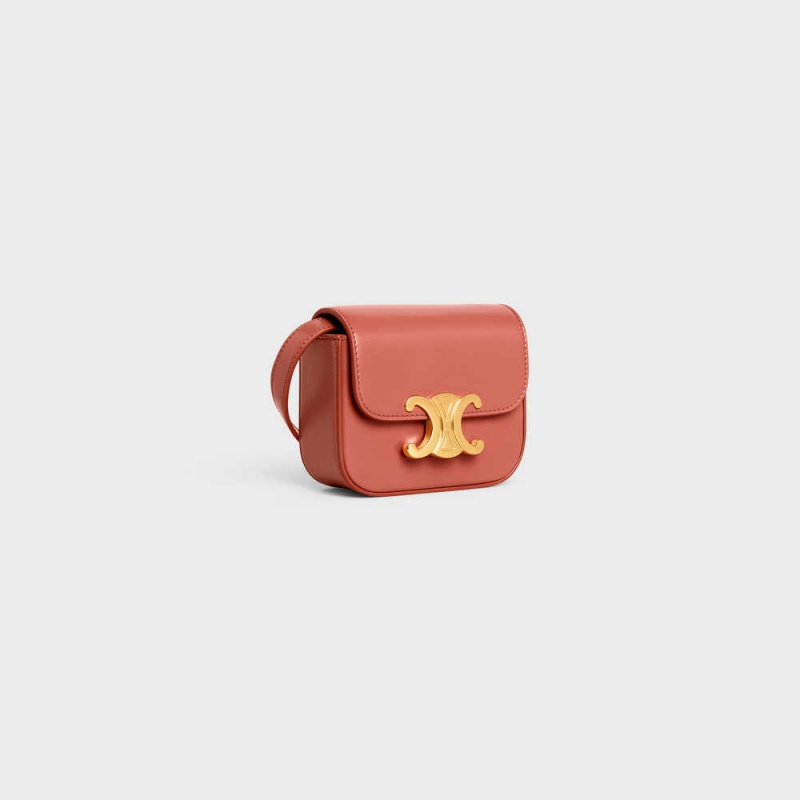 Mini Sacs Celine Triomphe In Shiny Calfskin Bordeaux | CL-593011