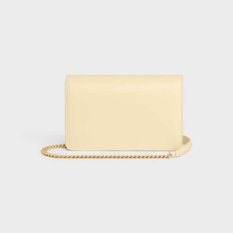 Mini Sacs Celine Wallet On Chain Triomphe In Shiny Calfskin Abricot | CL-593024