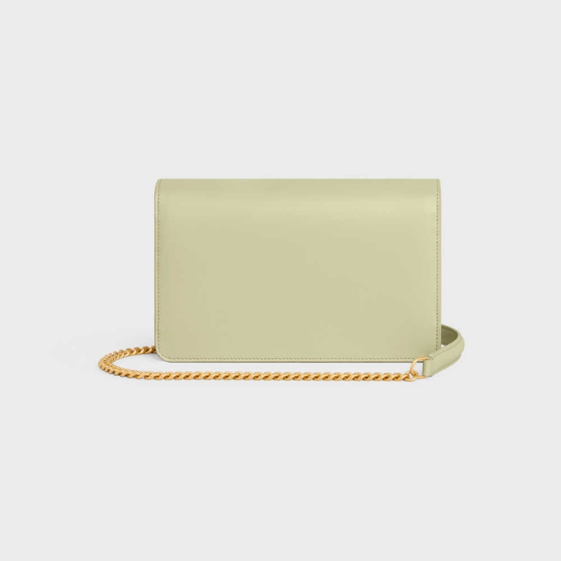 Mini Sacs Celine Wallet On Chain Triomphe In Shiny Calfskin Vert | CL-593023