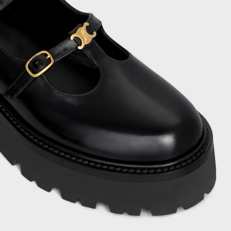 Mocassin Celine Bulky Babies Triomphe In Polished Bullskin Noir | CL-592533