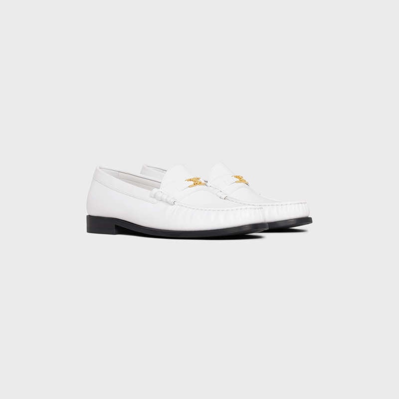 Mocassin Celine Luco Triomphe In Polished Bullskin Blanche | CL-591887