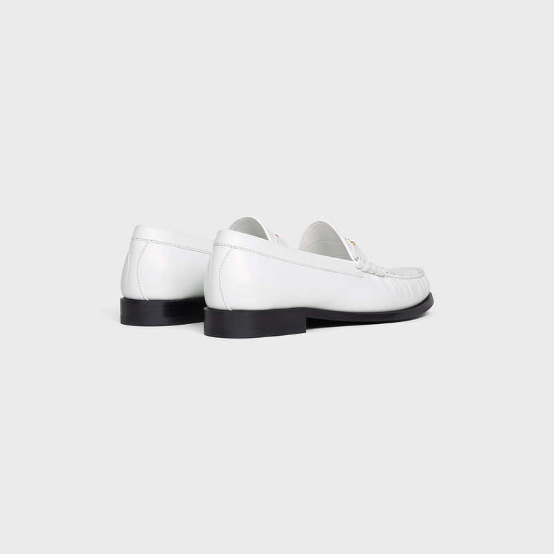 Mocassin Celine Luco Triomphe In Polished Bullskin Blanche | CL-591887