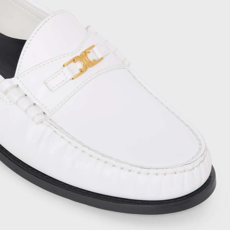 Mocassin Celine Luco Triomphe In Polished Bullskin Blanche | CL-591887