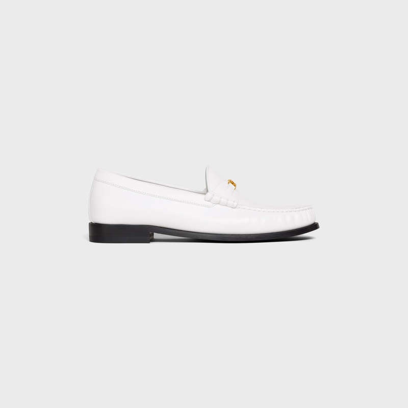 Mocassin Celine Luco Triomphe In Polished Bullskin Blanche | CL-591887