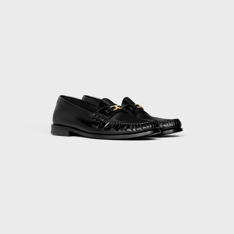 Mocassin Celine Luco Triomphe In Polished Bullskin Noir | CL-591884