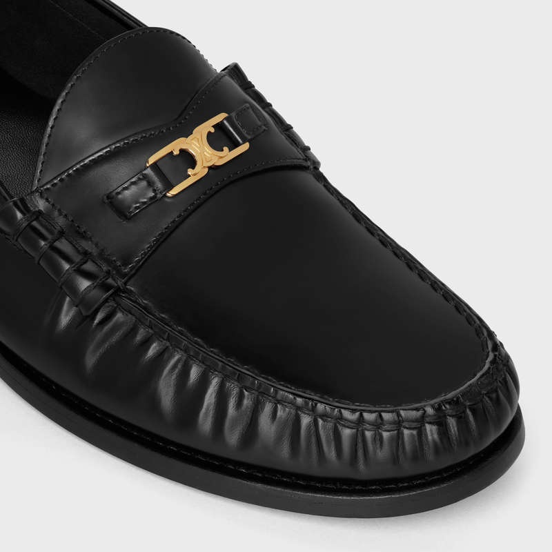 Mocassin Celine Luco Triomphe In Polished Bullskin Noir | CL-591884