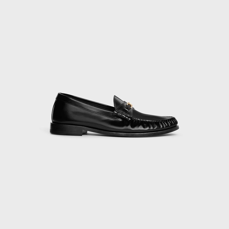 Mocassin Celine Luco Triomphe In Polished Bullskin Noir | CL-591884