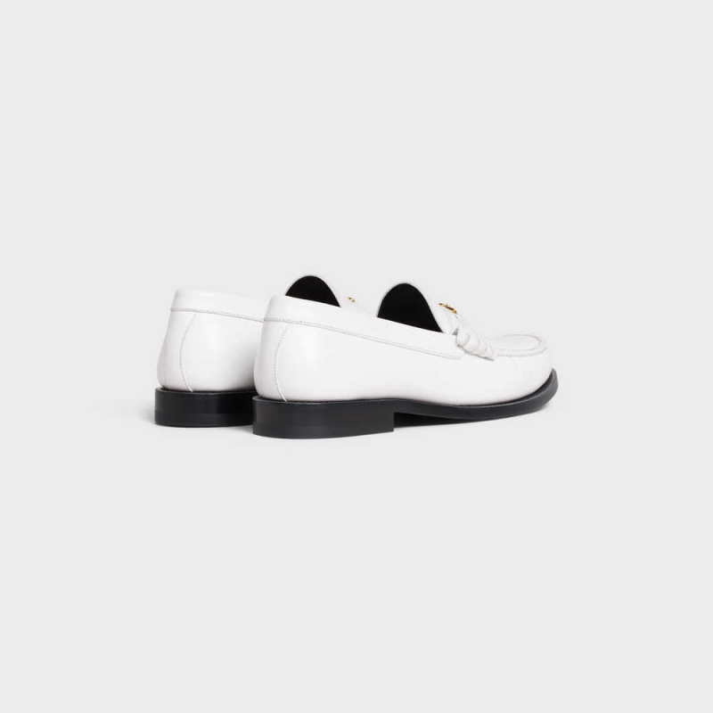 Mocassin Celine Luco Triomphe In Polished Bullskin Blanche | CL-592527