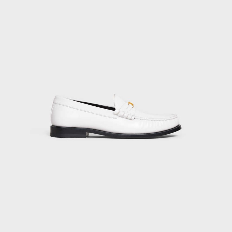 Mocassin Celine Luco Triomphe In Polished Bullskin Blanche | CL-592527