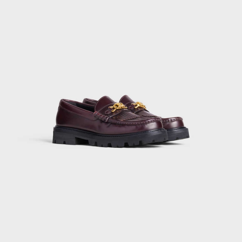 Mocassin Celine Margaret With Triomphe Chain In Polished Bull Bordeaux | CL-592522