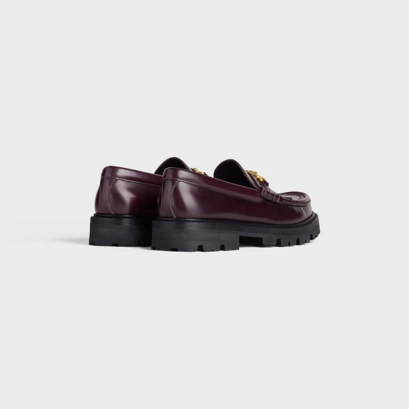 Mocassin Celine Margaret With Triomphe Chain In Polished Bull Bordeaux | CL-592522